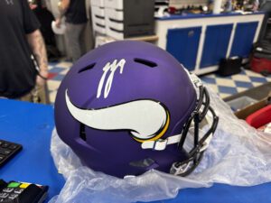 Vikings helmet signed by J.J. McCarthy